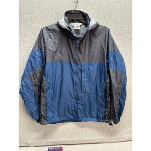 Columbia Blue Grey Wind Rain Hooded Zippered Frony Wiyh Pockets Size M (9-03-m)